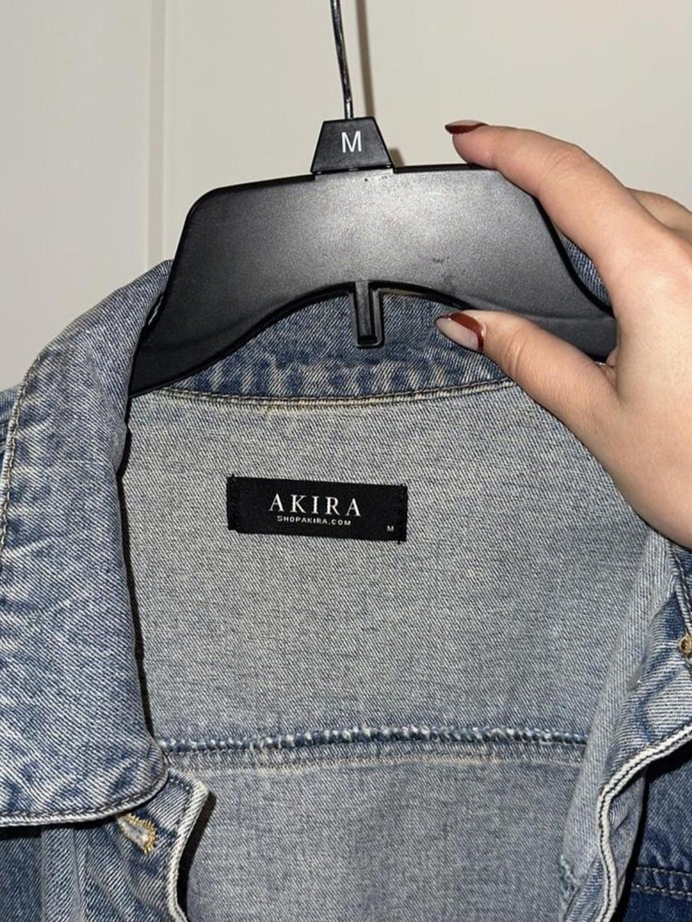 AKIRA Light Blue Denim Jacket with Black Label - Picture 3 of 3